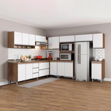 Cozinha Modulada 11 PÇs MDF Kali Carv/Chmb Nicioli