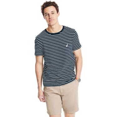 Imagem de Nautica Camiseta masculina J-Class, (Nova coleção) listrado azul marinho/preto, XXG