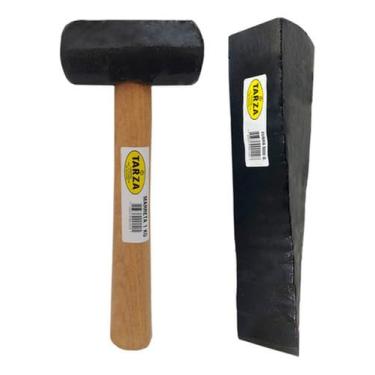 Imagem de Marreta 1kg + Cunha 5kg Forjada Tarza Kit