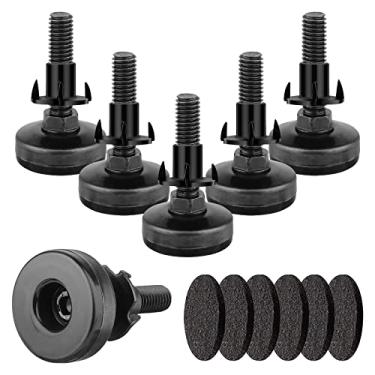 Imagem de Niveladores de perna resistentes de 3/20.3 cm a 16 fios, 6 peças de nivelamento ajustável para pés niveladores de móveis rosqueados com inserções rosqueadas para mesas, cadeiras, armários, sofá,