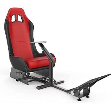 Imagem de cirearoa Suporte de roda de corrida com assento para cadeira de jogos, cockpit para todas as plataformas Logitech G923 | G29 | G920 | Thrustmaster | Fanatec Wheels | Xbox One, PS4, PC (preto/vermelho)