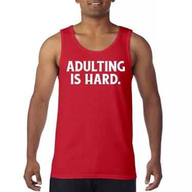 Imagem de Camiseta regata Adulting is Hard Funny Adult Life Do Not recommend Humor Parenting Responsibility 18th Birthday Men's Top, Vermelho, XXG