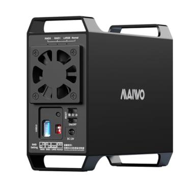 Imagem de MAIWO Gabinete Dual Bay Raid para HDD SATA de 3,5 polegadas, compartimento de disco rígido de 2 compartimentos com ventilador de resfriamento, 4 modos Raid, compartimento HDD USB 3.0 para expansão de