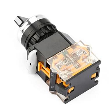 Imagem de Chave Seletora Rotativa de 2 Posições, Redonda de 22 Mm, Chave de Botão de Travamento Automático Com Função 1 NC + 1 NO
