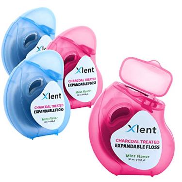 Imagem de Fio expansível tratado com carvão ativado com xilitol e cera natural à base de plantas | Sabor de menta fresca | 50 metros (4 unidades)