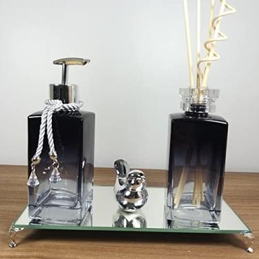 Imagem de Jogo Para Banheiro Com Bandeja Espelhada Aromatizador Luxo