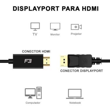 Imagem de Cabo Adaptador Conversor Displayport Para Hdmi 1.8 Metros