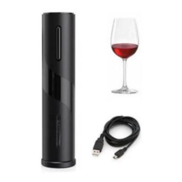 Imagem de Abridor De Vinhos Saca Rolha Recarregável Usb Gourmet Preto - Unyhome