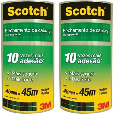 Imagem de Kit 8 Fitas de Empacotamento 3M SCOTCH 5802 45MM X 45M