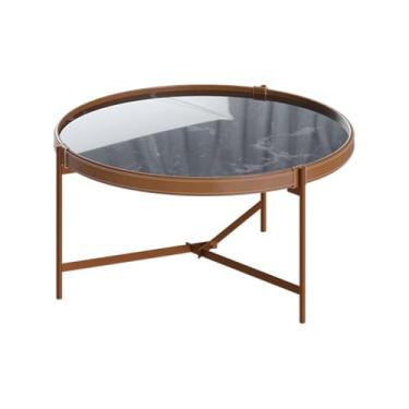 Imagem de Mesa de Centro Nezuko 71cm Base Cobre Tampo Mármore Preto G29 - Gran Belo