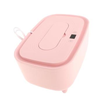 Imagem de oshhni Aquecedor de lenços umedecidos para bebês, termostato inteligente, grande capacidade, com visor digital, dispensador de lenços umedecidos para lenços, Rosa