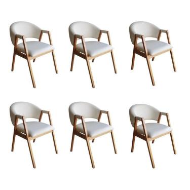 Imagem de Kit 6 Cadeiras Olivia em Madeira Maciça de Eucalipto Factor Branco