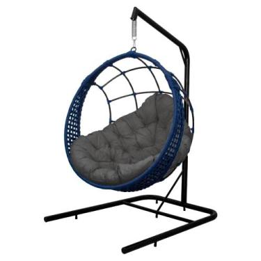 Imagem de Cadeira Balanço Ninho Suspenso em Corda Náutica Luxo com Suporte - Ace