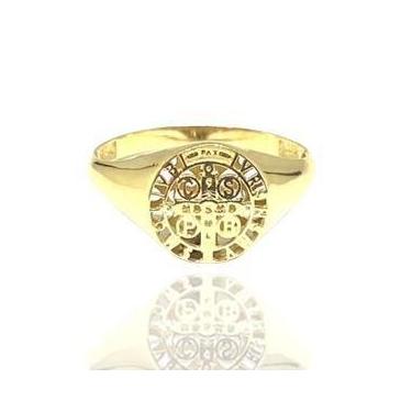 Imagem de Anel de ouro 18 k Cruz Medalha de São Bento - Elegancy Joias, 8