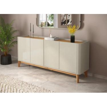 Imagem de Buffet / Balcão FL 4 Portas Estilo Retrô 1.80m Cor Off White / Cinamom