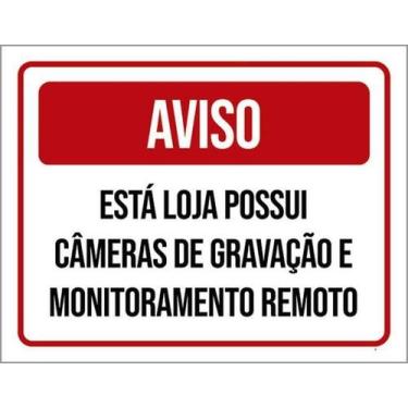 Imagem de Kit 10 Placa Loja Possui Câmeras Gravação Remoto 36X46 - Sinalizo