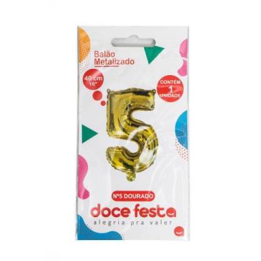 Imagem de Balão Metalizado Números 40cm Dourado - FUTURE, 5, Dourado