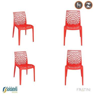 Imagem de Kit 4 Cadeiras Gruvyer PP Várias Cores - Fratini, Vermelho