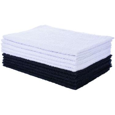 Imagem de Kit 10 Toalhas De Rosto Para Salão De Beleza Perfeito Estilo, Preto e 