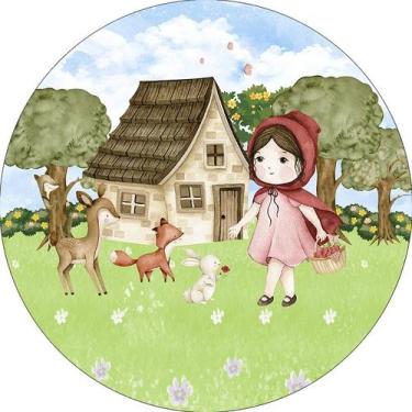 Imagem de Painel De Festa Redondo 1,50x1,50 -  Bosque Menina e Animais 006 - Via