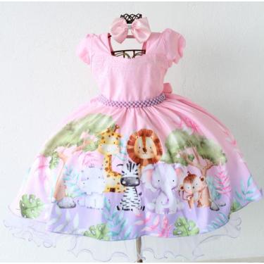 Imagem de Vestido Inafntil Safari Rosa Princesa Luxo E Tiata - Pingo de Gente Bb