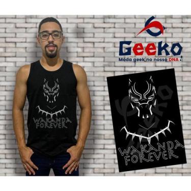Imagem de Regata Wakanda Forever Pantera Negra Black Panther Geeko, Preto, P