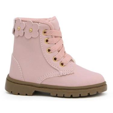 Imagem de Botinha Infantil Flores Feminina Cano Alto Confortável - Starkids, Ros