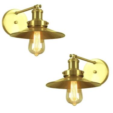 Imagem de Kit 2 Arandelas Industrial Vintage Nordic Loft Dourado - MARRYLUZ