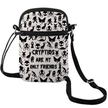 Imagem de MEIKIUP Cryptozoology Bolsa tiracolo Cryptid Monster Bolsa de ombro Cryptids are My Only Friends Bolsa para telefone, Cryptids Friends Cb