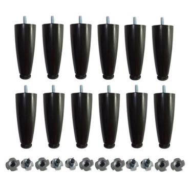 Imagem de Kit 12 Pés Cama Box Queen King Size Juvene Preto C/ Porcas - Zoe & Cha