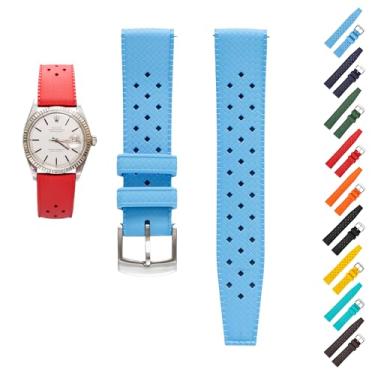 Imagem de Generic Pulseira de borracha tropical de liberação rápida para relógios Breitling, pulseiras de reposição FKM para relógios Seiko - várias cores (20 mm, azul claro)