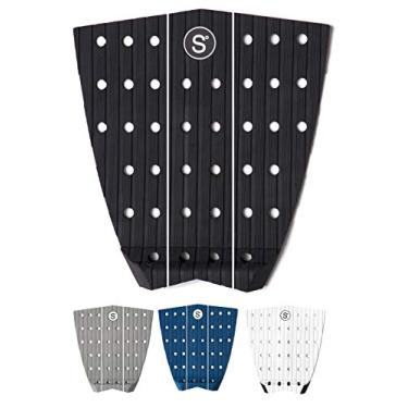 Imagem de SYMPL Almofada de tração premium para prancha de surf, 3 peças, cobertura completa para surf, skimboarding, com aderência máxima usando adesivo 3M, suporte de arco graduado, serve para peixes,