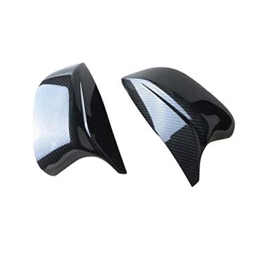 Imagem de Ombialo Tampas de espelho lateral, capas de espelho de porta compatíveis com Infiniti Q50 Sedan 2014-2020, Q60 2015-2020, Q70 2014-2019, QX30 2017-2019 (padrão de fibra de carbono)