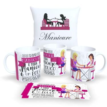 Imagem de Kit Com Almofada 30x30cm e Caneca de Porcelana Branca Profissões (Manicure 2)