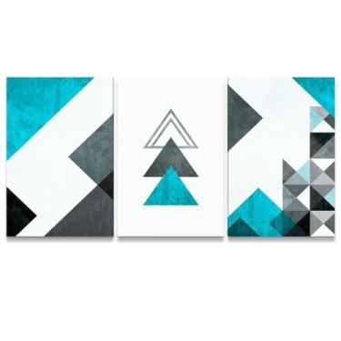 Imagem de Quadro Geométrico Azul bebe Abstrato Sala Kit Nicho Quarto - IQ Quadro