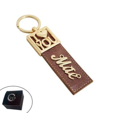 Imagem de Chaveiro Couro Marrom I Love You Mãe Banhado a Ouro - GRANADO ACESSÓRI