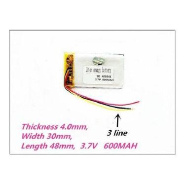 Imagem de 3 Fios  403048 3,7v 600mah 4mmx 30mm X 48mm Recarregavel - KMIG