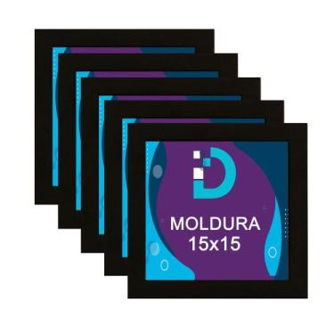 Imagem de Kit 5 Molduras Pretas 15x15 Com Fundo Em Eucatex Para Decoração e Arte