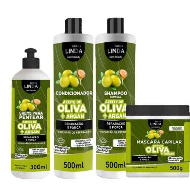 Imagem de Kit Azeite de Oliva + Argan Shampoo Condicionador Mascara e Creme - Sa