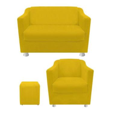 Imagem de kit Poltrona, Namoradeira Babel e Puff Dado Sala de Espera Recepção Co