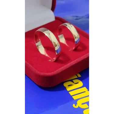 Imagem de Alianças Casamento Par Tradicional Boleadas lisas Namoro Ouro 18 kilat