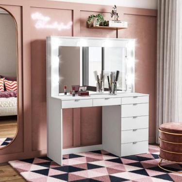 Imagem de Penteadeira Camarim Las Vegas Top com 7 Gavetas - Branco - Politorno, 
