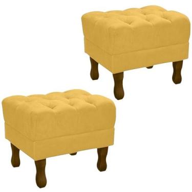 Imagem de Kit 2 Puff Puf Retro Capitone 52x44cm Suede Mostarda MPassos - Passos 