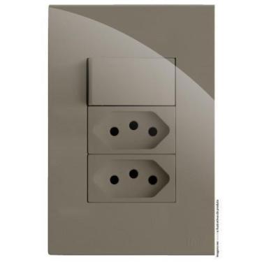 Imagem de Kit Interruptor Paralelo + Tomada Dupla 10A 4X2 Brg11366-2Fe - Blux Re