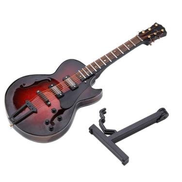 Imagem de Guitarra em miniatura, decoração de mini guitarra Guitarras em miniatura clássicas colecionáveis ​​Réplica de instrumentos musicais em miniatura com suporte e estojo Basswood Mini (Modelo 18cm)