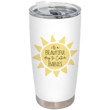 Imagem de BEHIFL Copo para presentes de enfermeira de trabalho e entrega, presentes de obstetrícia, presentes de doula, copo de aço inoxidável com tampa e canudo 590 ml, presentes para parteira