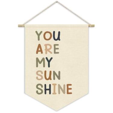 Imagem de XYDEG Decoração de berçário, You Are My Sunshine Positive Affirmation Faixa de tela de arte de parede infantil, bandeira de galhardete de parede Boho para sala de jogos, sala de aula, quarto de bebê e
