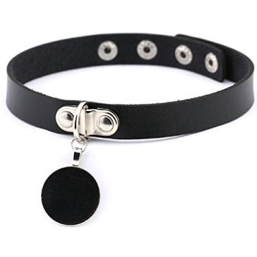 Imagem de Blowin Colar gargantilha de couro vintage sexy punk rock gótico coração emo, Couro Metal