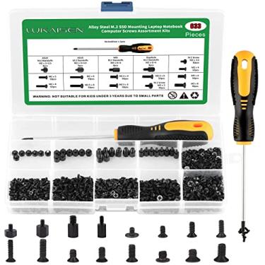 Imagem de LuKaiSen Kit de Parafusos M.2, 633 Unidades de Parafuso Nvme Kit de Montagem M.2 Ssd-M2 M2.5 M3 Conjunto de Parafusos de Computador Notebook de Aço Carbono Preto com Chave de Fenda para Placas-Mãe Asu