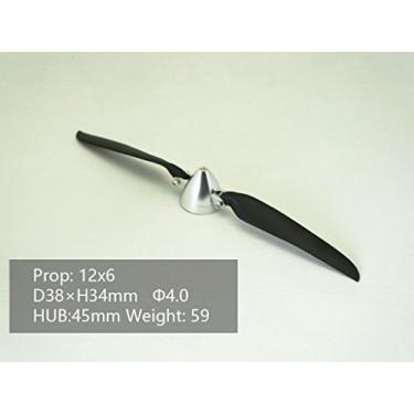 Imagem de Viloga RC Plane Folding Propeller 12×6 inch w/Spinner Size D38×H34mm, and Motor Shaft Diameter φ4.0 with CNC Aluminum Alloy Spinner (12×6, Shaft Φ4.0)